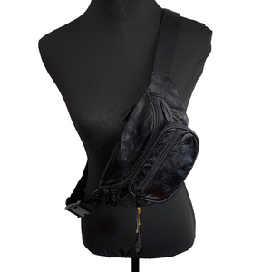 Western Pack Black Leather Crossbody Bag